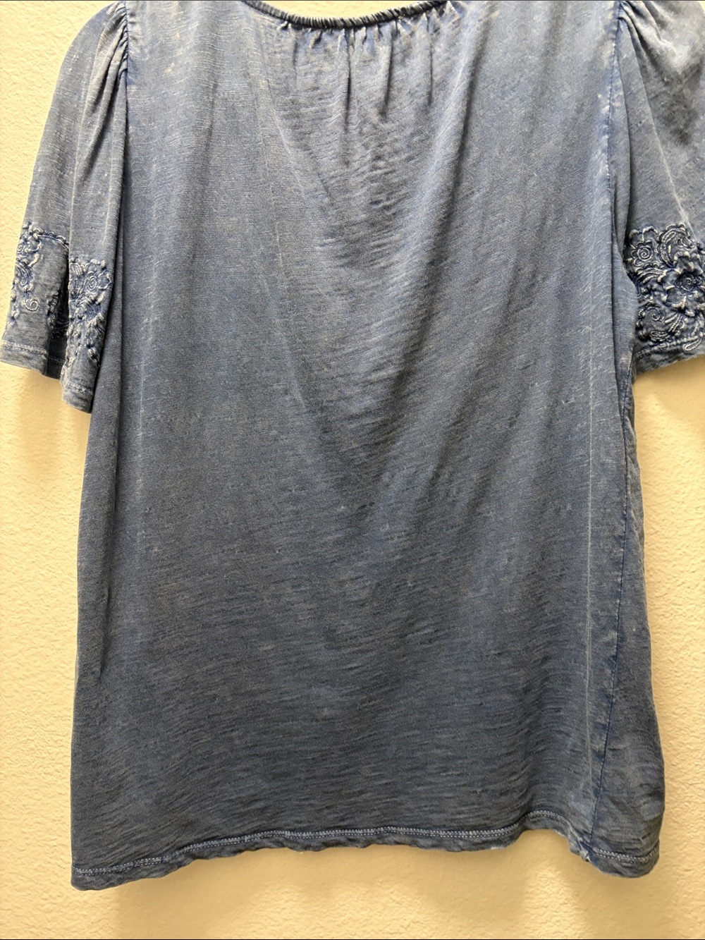 Lucky Brand Denim-Blue Embroidered Short-Sleeve Top - Picture 3 of 5